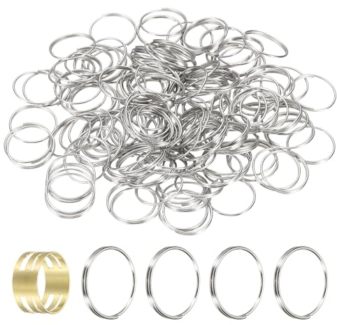 sourcing map 150pcs Mini Split Rings, 14mm 304 Stainless Steel Jump Ring Small Round Ring Clips Crystals Suncatcher for Fastening Chandelier Crystal Lamp Accessories, Silver