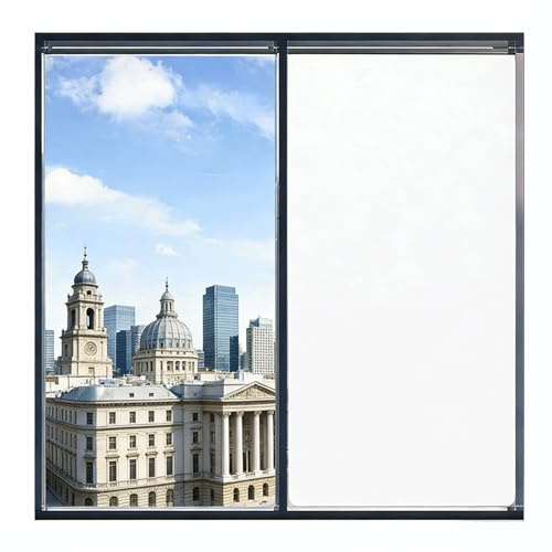 Fenster Milchglasfolie 20 x 150 cm Statisch Haftend Ohne Klebstoff Folie Sichtschutz Anti UV Fensterfolie Milchglasfolie für Bad-Fenster Zuhause Glastür Dachfenster, Weiß