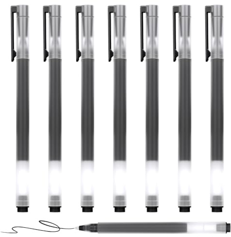 AOOHA Bolígrafos Roller de Tinta de Gel, 8 Bolígrafos de Tinta de Gel Negra de 0.5 mm, Secado Rápido,Impermeable para Escribir, Dibujar y Delinear, Oficina, Hogar, Escuela