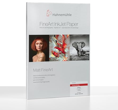 Hahnem?hle 10641642 Digital FineArt German Etching Papier, 310 g/m?, DIN A3, 297 x 420 mm, wei?