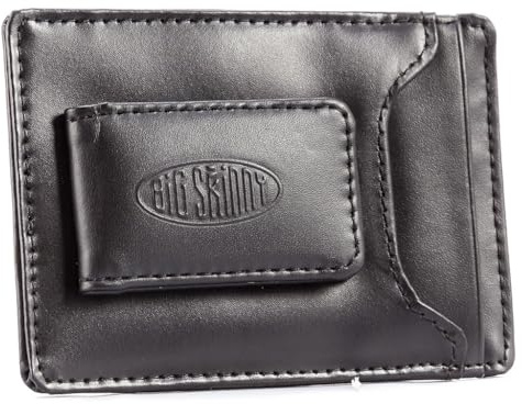 Big Skinny Herren Leder Magnet Geldklammer Slim Wallet für bis zu 12 Karten Schwarz