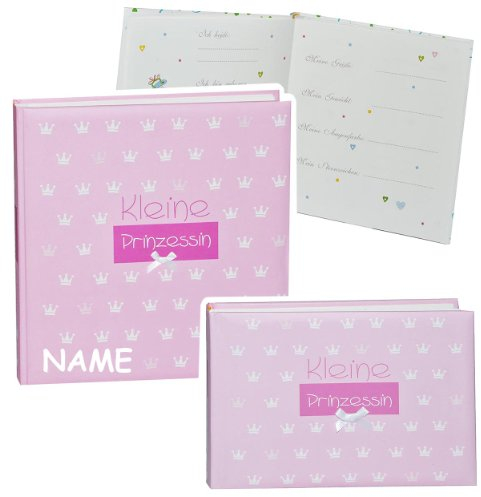 alles-meine.de GmbH 2 TLG. Set: Fotoalbum Baby erste Fotos - kleine Prinzessin - incl. Name - Gebunden zum Einkleben blanko - groß für bis zu 312 Bilder - Fotobuch/Photoalbum /..