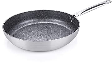 Moneta Professional Stone Padella Alta, Alluminio, Argento, 32 cm