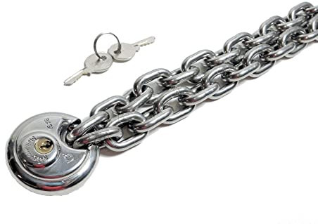 KAMERO Edelstahl Kettenschloss, Edelstahlkette mit Vorhängeschloss, rostfrei (6mm Kette, 150cm)