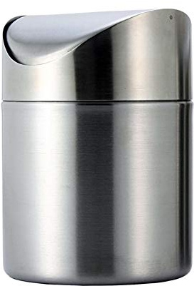 kaileyouxiangongsi Stainless Steel Small Trash Cans, Trumpet Desktops Mini Creative Covered Desk Kitchen Living Room Trash Cans 5 x 6.5 inch