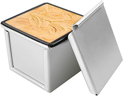 TA BEST Pullman Loaf Pan with Lid Non-stick Square Smooth Toast Box Aluminized Steel Bread Pan with Lid,3.94x3.94x3.94in(10CM)