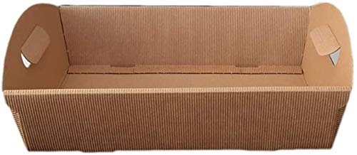 5 x Cesto Vassoio con Maniglia Cartone Onda Avana 34 x 29 x h. 14,5 cm Cesta per bomboniere, strenne, cesti di Natale, panettone, pandoro, Colore Marrone