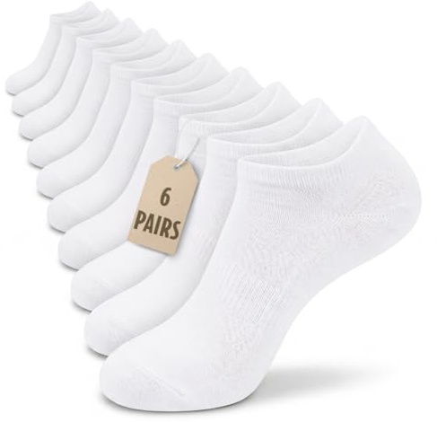SC Products 6 Pairs Invisible Cotton Trainer Socks Womens 4-7 Multipack | No Show Black Beige or White Ankle Socks Women with Silicone Heel Grip | Invisible Ladies Trainer Liners 6 Pair Multipack