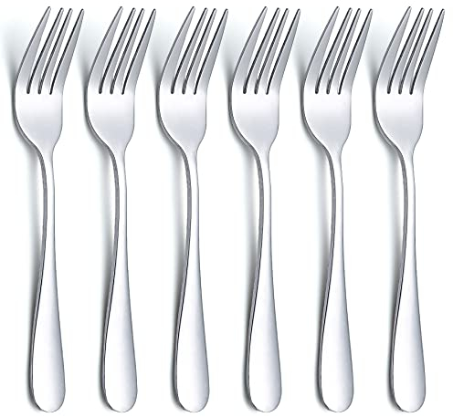 Evanda 14cm Dessertgabeln 6 Stück, Edelstahl Gebäckgabeln Set, Obstgabeln, Mini Kuchengabeln, Vorspeisengabeln für Zuhause, Hochzeit, Party, Cafe, Restaurant, spülmaschinenfest.