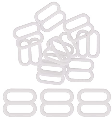 KAM - 10 hebillas ajustables de plástico para sujetador, hebilla deslizante, ganchos ajustables, cierre de gancho deslizante para traje de baño, parte superior, 10 mm, color blanco