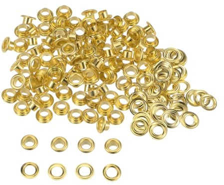 sourcing map 100 Satz Tüllen Kit Metall Ösen 4,5mm Tülle Werkzeug für Schuhe Kleidung Gürteltasche DIY Projekt Planen Tasche (Gold Ton)