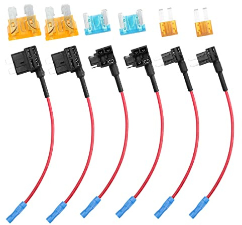 YACSEJAO Car Add-a-Circuit Fuse Tap Set 12V Sicherungshalter mit Standard Micro 2 Blade & Low Profile Fuse Taps für Auto RV LKW Motorrad Boot, 3 Paare