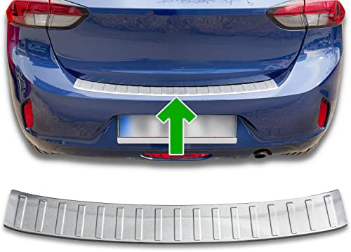 Pare-chocs arrière valable pour Opel Corsa F | Depuis 2019+ Acier Inoxydable Mat Protection pour Bord de Coffre De Charge