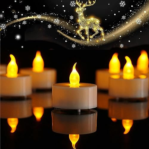 50 Stück realistische und helle flackernde batteriebetriebene flammenlose LED-Teelichter, Teelichter, elektrische künstliche Kerzen für Halloween, Weihnachten, Hochzeiten, Festivals, Dekoration in