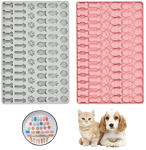 Hoxfly 2 Backform, Backmatte Hundekekse, 6 Formen Hundeleckerli Backmatte, DIY Hundeleckerlies, Wiederverwendbare Backunterlage, Backmatte für Hundeleckerlie von Schokolade, Fudge, DIY-Backen