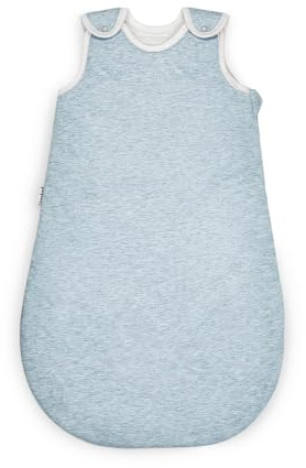 Ehrenkind® Ganzjahres-Schlafsack Rund mit Wollfüllung | 100% Bio-Baumwolle mit 100% Wolle Füllung Baby-Schlafsack | OEKO-TEX | Hellblau Melange 50/56