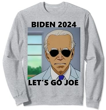 Joe Biden im Anime-Stil mit Sonnenbrille. Sweatshirt