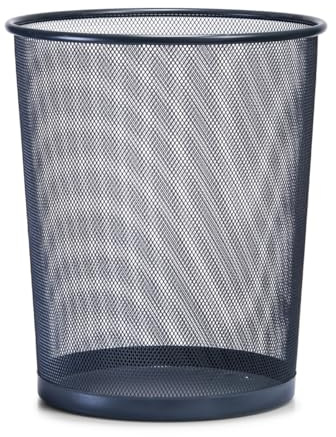 Basera Papierkorb Mülleimer, 35 x Ø29,5 cm (anthrazit) | Metallgeflecht, Rund, Für Büro, Bad, Jugendzimmer & Kinderzimmer