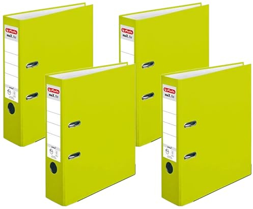 Ordner maX.file protect A4, Rückenbreite 8 cm, neon-grün, 1 Stück (Packung mit 4)