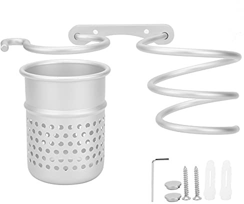 Hair Dryer Holder, Wallmounted Hairdryer Support Holder Hair Dryer Holder Wall Mount Hair Styling Tools Organizing Storage Hanging Bracket with Cup