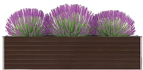 NITCA Hochbeete Für Garten Braun Hochbeet Metall 320 x 40 x 77 cm Kräuterhochbeet Blumenkästen Balkon Gartenbeet Gemüsebeet Pflanzenbeet Pflanzkübel Groß Außen Pflanzgefäß Verzinkter Stahl