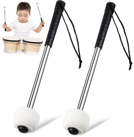 HEMOTON Trommelschlägel Aus Edelstahl Mit Wollfilzkopf Leichte Rutschfeste Drumsticks Für Anfänger Und Kinder Perfekt Für Schlagzeug Und Percussion Zubehör