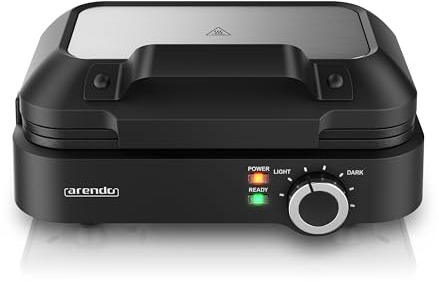 Arendo - Waffeleisen doppelt - belgische Waffeln - 1200 Watt – Waffelautomat – 2 Waffeln 12,6 x 8,6 cm - Antihaftbeschichtung – belgische Waffeln - Thermostat – Überhitzungsschutz - BPA frei