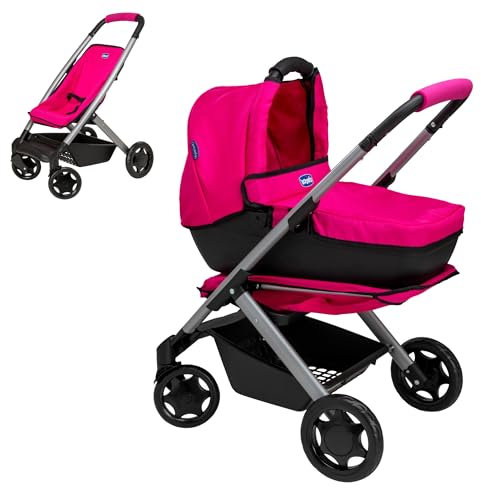Chicco - Set di carrozzina per bambole 3 in 1 per bambini, intercambiabile, con carrozzina, passeggino rivolto in avanti e modalità navicella, sistema da viaggio giocattolo per bambine dai 3 anni in