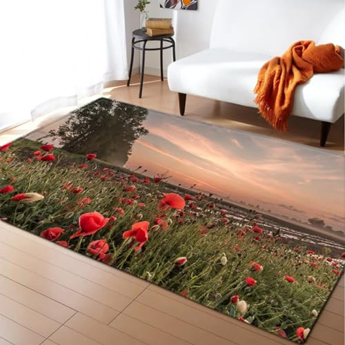 Kinderteppich Natur Landschaft Tiere Pflanzen Bäume Blumen - Kurzflor Teppich Kinderzimmer Spielteppich Antiallergen Und Extra Weich - Babyzimmer Teppiche Für Junge Und Mädchen Babyteppich 2-3Z8N7Z4