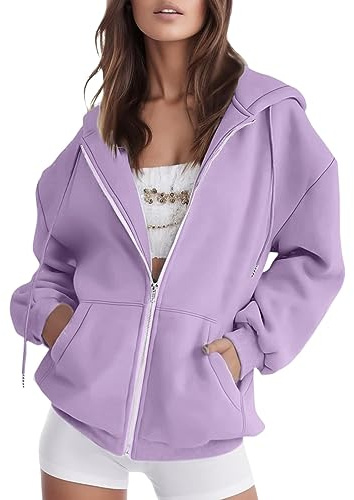 Felpa da donna con cappuccio, oversize, con cerniera, Y2K, oversize, con cappuccio, vintage, con cerniera, per le mezze stagioni, college