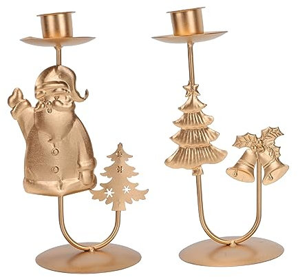 PRETYZOOM 10 STK Leuchter Kaminsims Kerzenhalter Santa Teelichthalter Urlaub Kerzenhalter Christbaum Christbaum Kerzenständer aus Metall Haushalt Golden