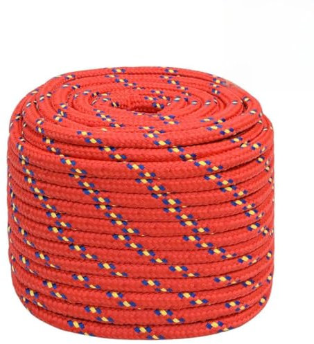 Xichuzi Bootsseil Rot 16 mm 100 m Polypropylen, Ankerleine, Boot Fenderleine, Festmacherleine, Tauwerk, Kletterseil, Wurfleine, Schaukelseile, Schwimmleine