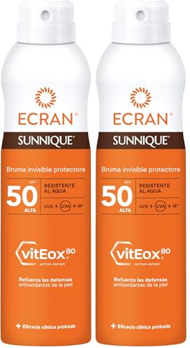 Ecran Sunnique - Bruma Protectora Solar FPS 50, Protección UVB + UVA e IR-A, Refuerza las Defensas, Protege la Piel, Hidratación 24 h, Fórmula con VitEox 80, para Toda la Familia - 250 ml