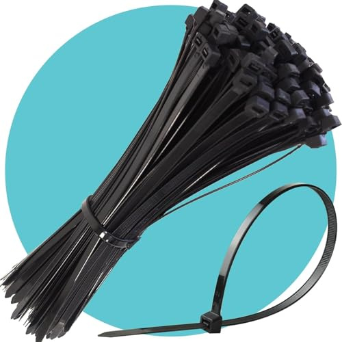 Triplast Essential Cable Ties, Black, 370mm x 7.6mm, Pack of 100 | 15 Jumbo Heavy-Duty Nylon Plastic Zip Tie Wraps for Securing Large Bundles, Fencing, Garden, Workshop, Garage & Outdoor Use
