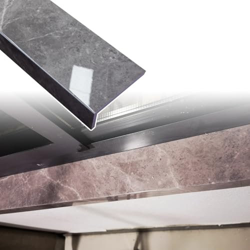 PMTCBQQZ Revêtement de Rebord de fenêtre, revêtement de Nez de fenêtre Gris, Plaque de Protection de Bord de Baie vitrée de Style marbre, Protection de Rebord de fenêtre de Cuisine/Chambre à Coucher,