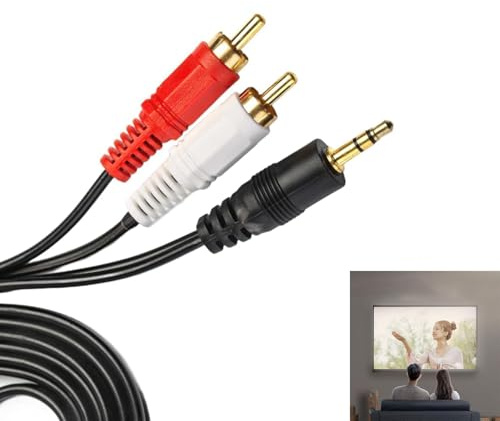 Câble auxiliaire RCA vers 3,5 mm – 1,5 m – Câble adaptateur phono vers jack 3,5 mm – Mini jack stéréo phono – Câble RCA vers audio pour casque – Câbles adaptateurs de fil rouge et blanc
