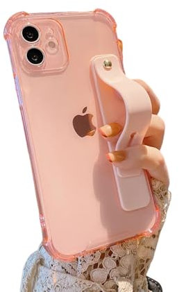 LVVLBBT Custodia morbida per telefono per iPhone 11 12 13 14 15 16 Pro Max X XR Xs Max Plus Mini Kickstand Cover trasparente Bumper, rosa, per iPhone 12 Mini