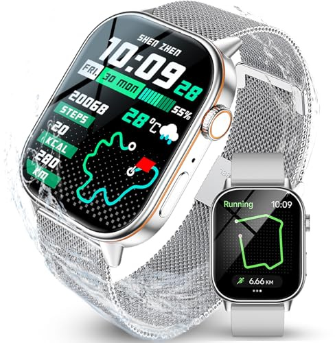 LOYEWAIER Smartwatch Damen Herren mit Telefonfunktion 2,01'' HD Fitnessuhr mit GPS Tracker Kompass Outdoor IP68 wasserdichte Sportuhr Schlafmonitor Herzfrequenz Smart Watch für Android iOS
