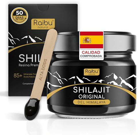 Shilajit Puro del Himalaya - Resina de Shilajit Auténtica, Alta en Ácido Fúlvico y con 85+ Oligoelementos - Potenciador de Energía e Inmunidad - 600 mg por dosis diaria, 100% vegano y sin aditivos