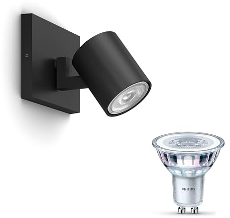 Philips Runner Aufbaustrahler (Schwarz) - 1-Flammig - Nicht dimmbar | Wand- oder Deckenstrahler - GU10 - Warmweiß