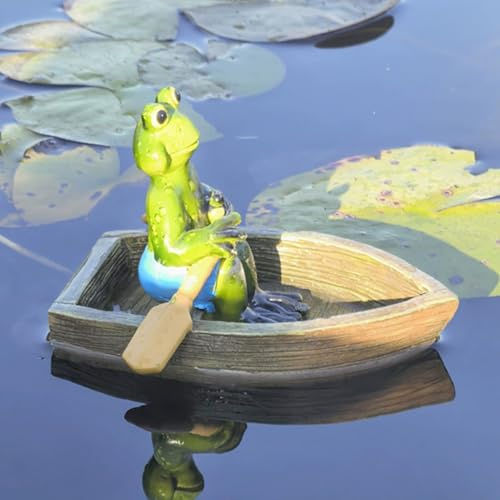 Vartegas Frosch Miniteich Deko, Schwimmende Teichdeko Miniteich, Mini Teich Deko Garten Figuren Frosch, Harz Fröschen Teichdeko für Draußen, Gartenteich, für Garten Balkon Teiche Dekoration (C)