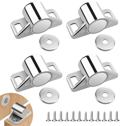DEFIYEAR 4 Stück Magnetic Catch Magnetschnäpper Schrank Silber Cupboard Door Magnet Cabinet Fittings Rund Magnetschnäpper Starke Türmagnetverschlüsse Möbelmagnet Türverschluss Magnetverschluss