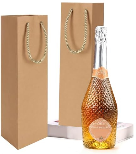 Weinflaschenbeutel aus Kraftpapier, 12 Stück Flaschentüten Geschenktüte mit Griff, Kraft-Wein-Organizer, Kraft-Wein-Organizer für Hochzeit für Weihnachten Hochzeit Party Braun