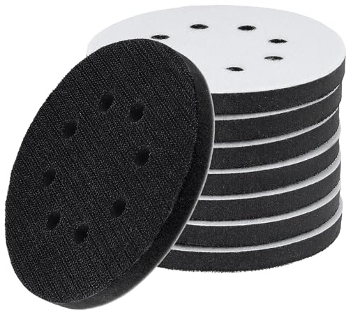 KOHAND 8 almohadillas de lijado de espuma mejoradas para lijadora orbital, 5 pulgadas/125 mm, 8 agujeros, almohadilla de interfaz de espuma de densidad suave, almohadilla de respaldo de esponja de
