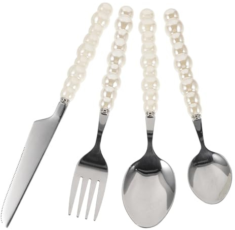 HOODANCOS Set Couvert Western Acier Inoxydable avec Manche Céramique Perlé Kit Couteau Fourchette Cuillère pour Table Usage Familial et Restaurant