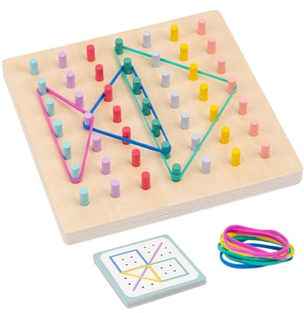 Juego de Encastres con clavijas y tableta | Mesa de juego con puzzle geométrico portátil – Juguetes para ordenar y clasificar, para niños, niñas, padres, casa, interior, escuela, cumpleaños