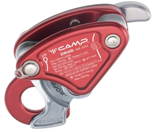 CAMP Druid, Discensore autofrenante Unisex Adulto, Rosso, Unica