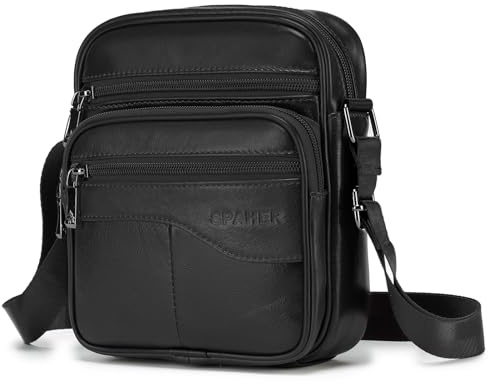 SPAHER Bandolera Hombre Piel Bolso Bandolera Hombre Bolso Caballero Bolso Hombre de Cuero Pequeño Bolso Hombre Bandoleras de Hombre Bolso Cruzado Hombre Bolso de Mano Regalo para Hombre