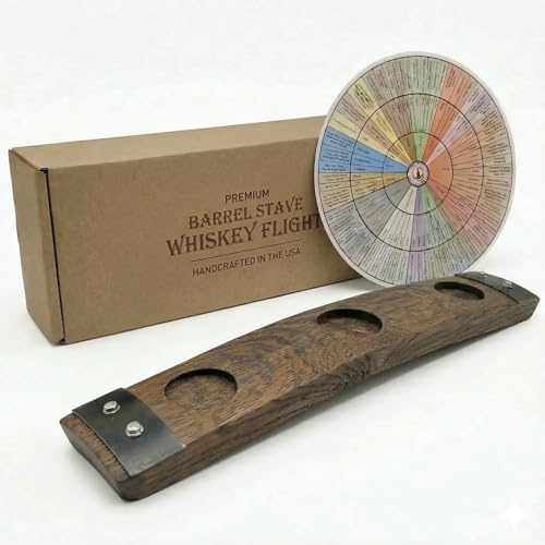 Barrel-Art 3-Glass Whiskey Flight Board, Dark Walnut, No Glasses Included