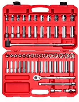 TEKTON Jeu de douilles et cliquet 1/2, 57 pièces (3/8-1, 10-24 mm) | SKT25301